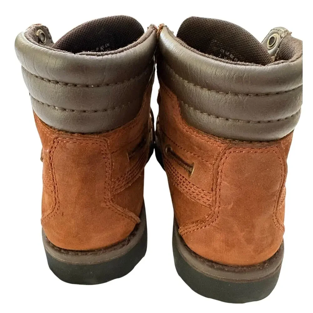 Timberland Boys Boots Size 2 Oakwell Moc-Toe Brown Nubuk Leather Lace-Up Preppy
